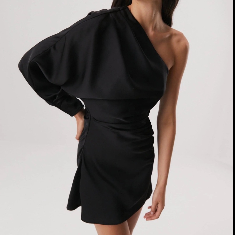 MISHA Achelle One Shoulder Satin Mini Dress - Picture 2 of 3